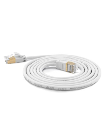 Wantecwire Sstp, Cable De Conexión Cat7 Delgado Y Redondo, Conector Cat6a, D   4 Mm, Blanco, Longitud 7,00 M