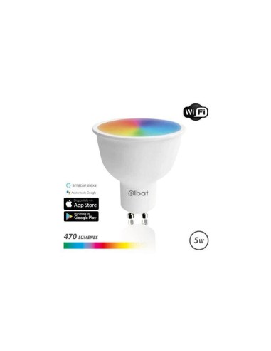 Elbat Bombilla Led Smart Wi-fi Gu10 5w 470lm Rgb - Temperatura 2700k A Los 6000k - Control De Voz - Control Remoto - 3 Modos ...