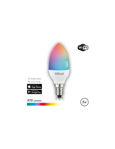 Elbat Bombilla Led Vela Smart Wi-fi C37 E14 5w 470lm Rgb - Temperatura 2700k A Los 6000k - Control De Voz - Control Remoto - ...