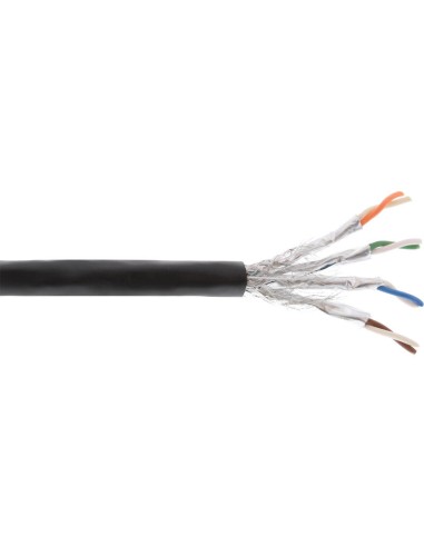 Cable De Red Exterior Inline S/ftp Pimf Cat.7a Awg 23 Cobre 1200 Mhz Pe Negro 100m