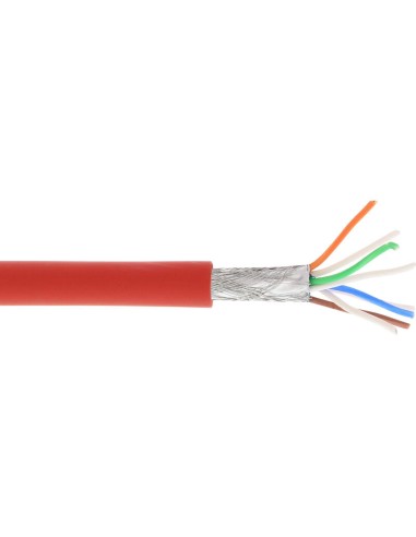 Cable De Red Inline S/ftp Pimf Cat.6a Libre De Halógenos 500mhz Rojo 100m