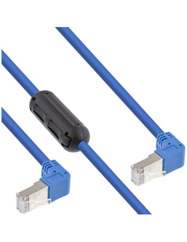 Cable De Red  Inline En ángulo De Dos Lados Hacia Abajo, S/ftp (pimf), Cat.6, 250 Mhz, Pvc, Cobre, Azul, 1,6 M