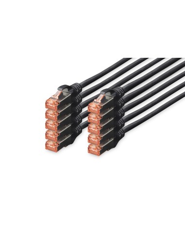 Digitus 10x Cable De Red Cat6 S/ftp S-stp 0.25 M Negro