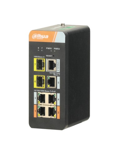 Dahua Pfs4207-4gt-dp Switch Poe 2.0 Industrial 4 Puertos Gigabit +3 Uplink Gigabit (2sfp+1rj45) 120w Manejable Layer2