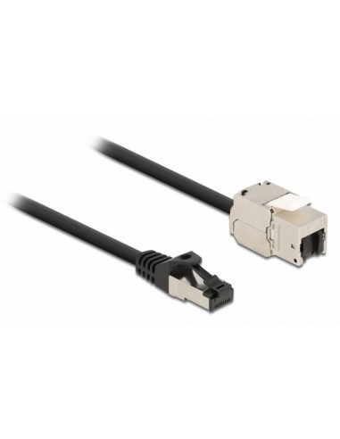 Delock Cable Rj45 Macho A Keystone Moduloo Rj45 Hembra Cat.6a 50 Cm Negro