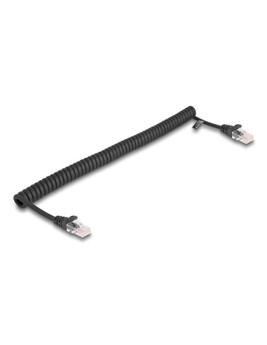 Delock 87992 Cable Rj45 En Espiral, Macho A Macho, Cat.5e 1 m, Negro