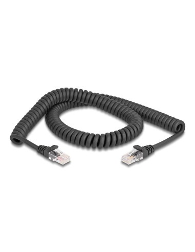 Delock 87993 Cable Rj45 En Espiral, Macho A Macho, Cat.5e 2 M, Negro