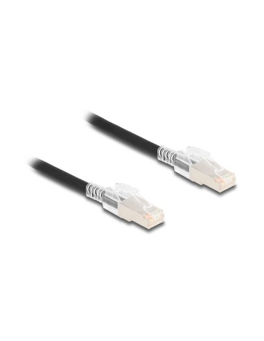 Delock 80254 Cable De Red Rj45 Cat.6a S/ftp Con Juego De Clips De Seguridad, 0,5 m, Negro