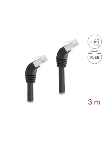 Delock 80277 Rj45 Cable De Red Cat.6a S/ftp 45° Nach Unten Angular 3 M Negro