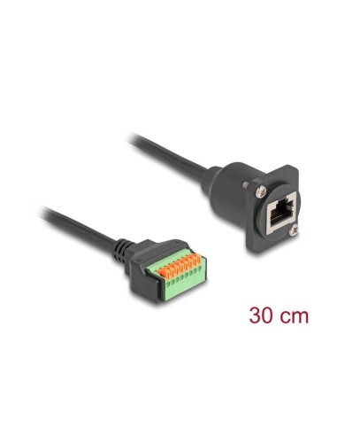 Delock D-typ Cable Rj45 Hembra A Terminalblock Cat.5e Negro 30 Cm