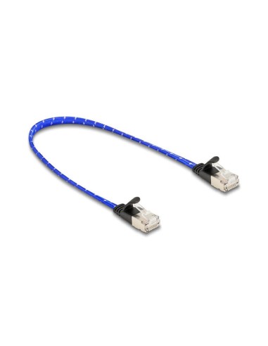 Delock Rj45 Cable De Red Plano Trenzado Cat.6a U/ftp 0,3 M Azul