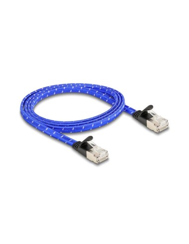 Delock Rj45 Cable De Red Plano Trenzado Cat.6a U/ftp 1 M Azul