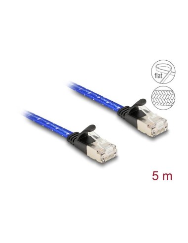 Delock Rj45 Cable De Red Plano Trenzado Cat.6a U/ftp 5 M Azul