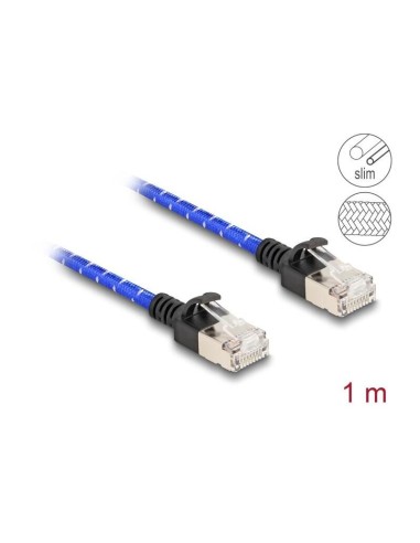 Delock 80377 Rj45 Cable De Red Trenzado Cat.6a U/ftp Slim 1 M Azul