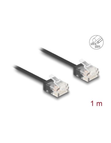 Delock Rj45 Cable De Red Cat.6 Utp Ultra Slim 1 M Negro Con Kurzen Machon