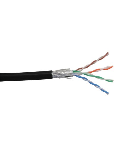 Cable De Red Inline Sf/utp Cat.5e Awg26 Cca Pvc Negro 100m