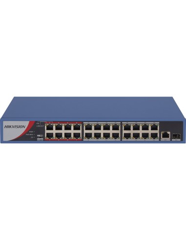 Switch Hikvision 24 Puertos Poe 10/100m Rj45, 1 Puerto Gigabit Rj45, 1 Puerto Gigabit Sfp, 230w