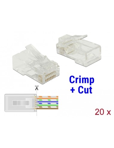 Delock 86451 Conector Rj-45 Transparente, Enchufe Transparente, Rj-45, Transparente, Policarbonato, Cat5e, U/utp (utp), Oro