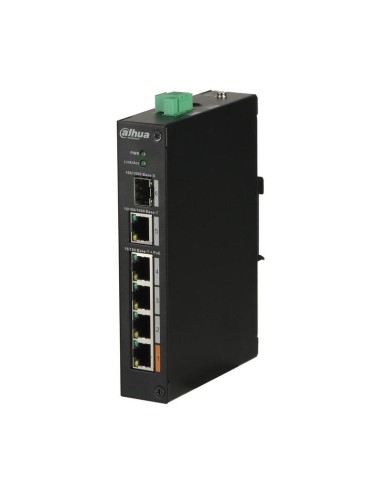 Dahua Pfs3106-4et-60 Switch Poe 2.0 4 Puertos 10/100 +1rj45 Uplink Gigabit +1sfp Uplink Gigabit 60w Layer2