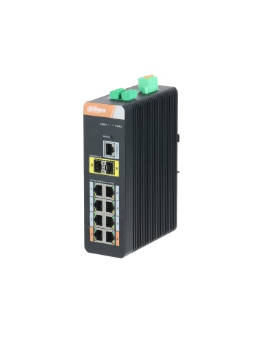 Dahua Pfs4210-8gt-dp Switch Poe 2.0 Industrial 8 Puertos Gigabit +2sfp Uplink Gigabit 120w Manejable Layer2