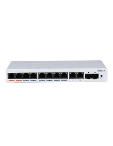 Dahua Pfs4212-8gt-96 Switch Poe 2.0 8 Puertos Gigabit +2rj45 Uplink Gigabit +2sfp 60w Manejable Layer2