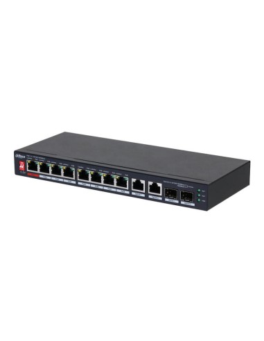 Dahua Pfs3210-8gt2gf-96 Switch Poe 2.0 8 Puertos 10/100/1000 + 2 Combo Gigabit Rj45/sfp Uplink 96w 802.3at Layer2