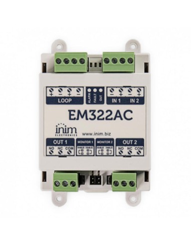 Inim Em322ac Módulo, 2 Entradas Y 2 Salidas De Relé @230 Vca