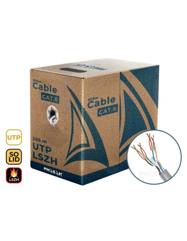 Bobina De Cable Rj45 Utp Phasak Phr 6301 Cat.6 305m Gris