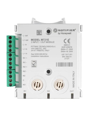 Notifier M721e Módulo Monitor Y De Control Direccionable De 2 Entradas Supervisadas Y 1 Salida De Relé