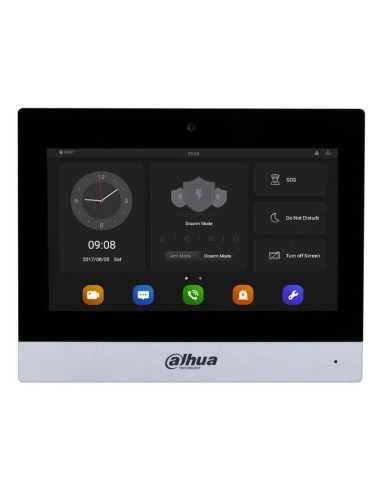 Dahua Vth8a21kms-cw Monitor Interior 7" De Superficie Para Videoportero Ip Wifi Poe Sd 6e 1s Alarma Negro Con Cámara Frontal...