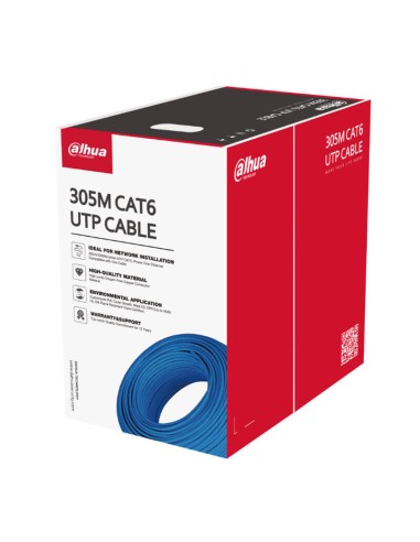 Dahua Pfm923i-6un-c (blue) Bobina 305mts Cable Utp Cat6 0.53mm Cobre Sin Oxigeno Ce Cpr Eca. Cubierta Lszh Azul. Mejor Precio...