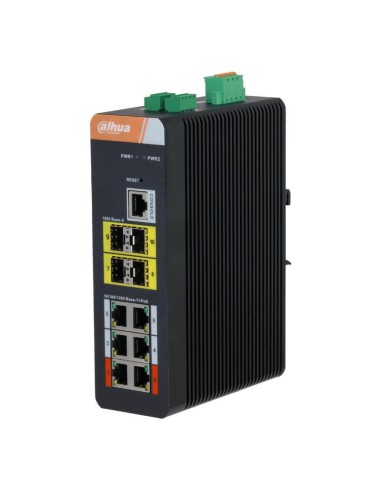 Dahua Is4410-6gt-120 Switch Poe 2.0 Industrial 6 Puertos Gigabit +4sfp Uplink Gigabit 120w Manejable Layer2