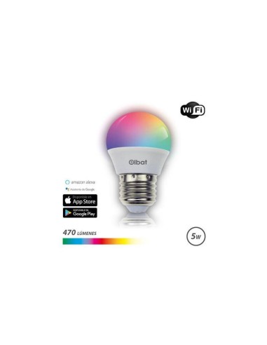 Elbat Bombilla Led Esferica Smart Wi-fi G45 E27 5w 470lm Rgb - Temperatura 2700k A Los 6000k - Control De Voz - Control Remot...