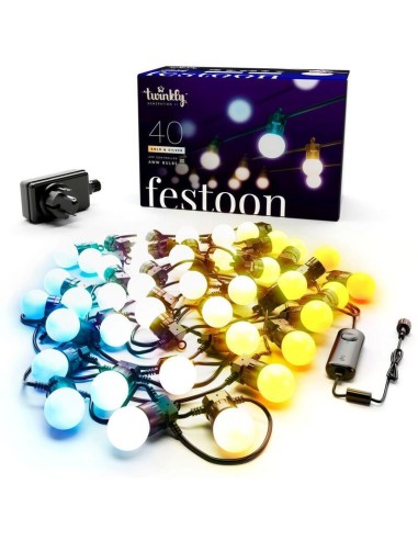 Luces Led Inteligentes Twinkly Festoon 40 Bombillas Aww (oro+plata) G45, 20 M