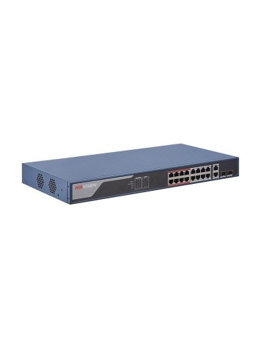 Switch Poe Inteligente 16 Puertos 100mbps - 2 Puertos Gigabit Rj45 - 2p Sfp Gigabit Hikvision