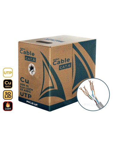 Bobina De Cable Rj45 Lszh Phasak Phr 652 Cat.6 305m Gris