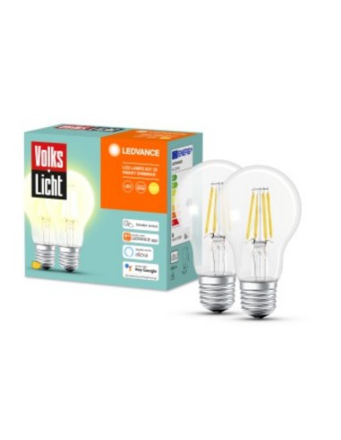 Ledvance Smart+ Bt Cla60 60 6w/2500k E27 Led (paquete De 2, Filamento, Bluetooth, Reemplaza 60 Vatios)